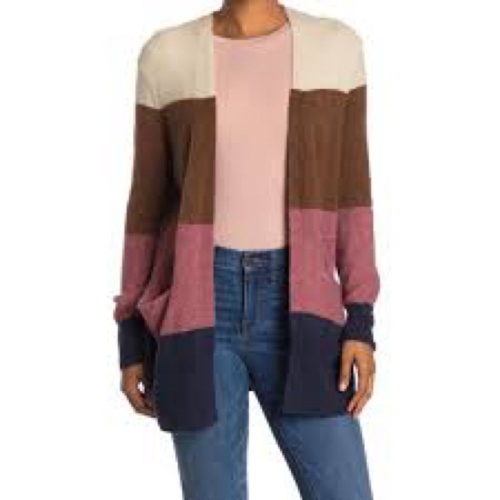 Madewell Kent Striped Cardigan Sweater Wool Alpaca Blend Open Front Sz XL